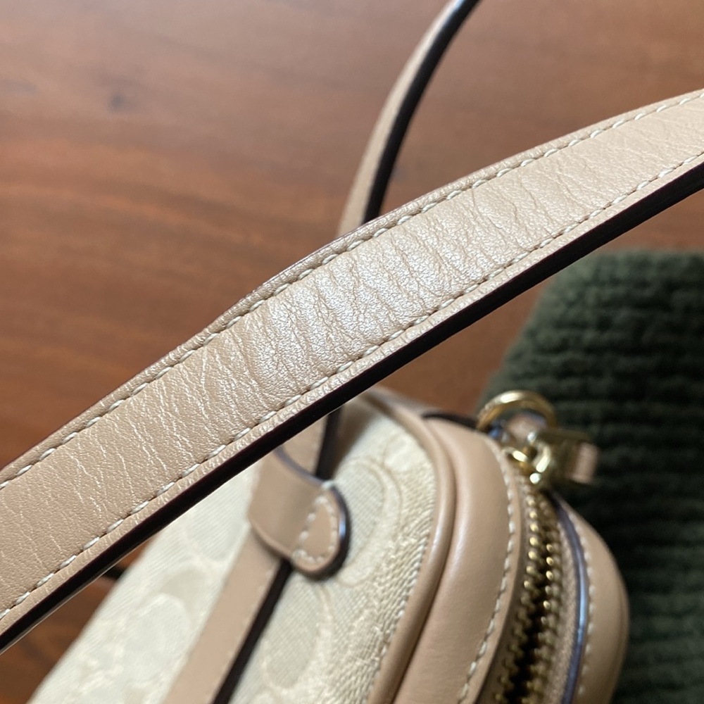 Coach Ivie Womens Beige Convertible Gold Zip Jacquard Small Belt Crossbody Bag - Picture 9 of 15